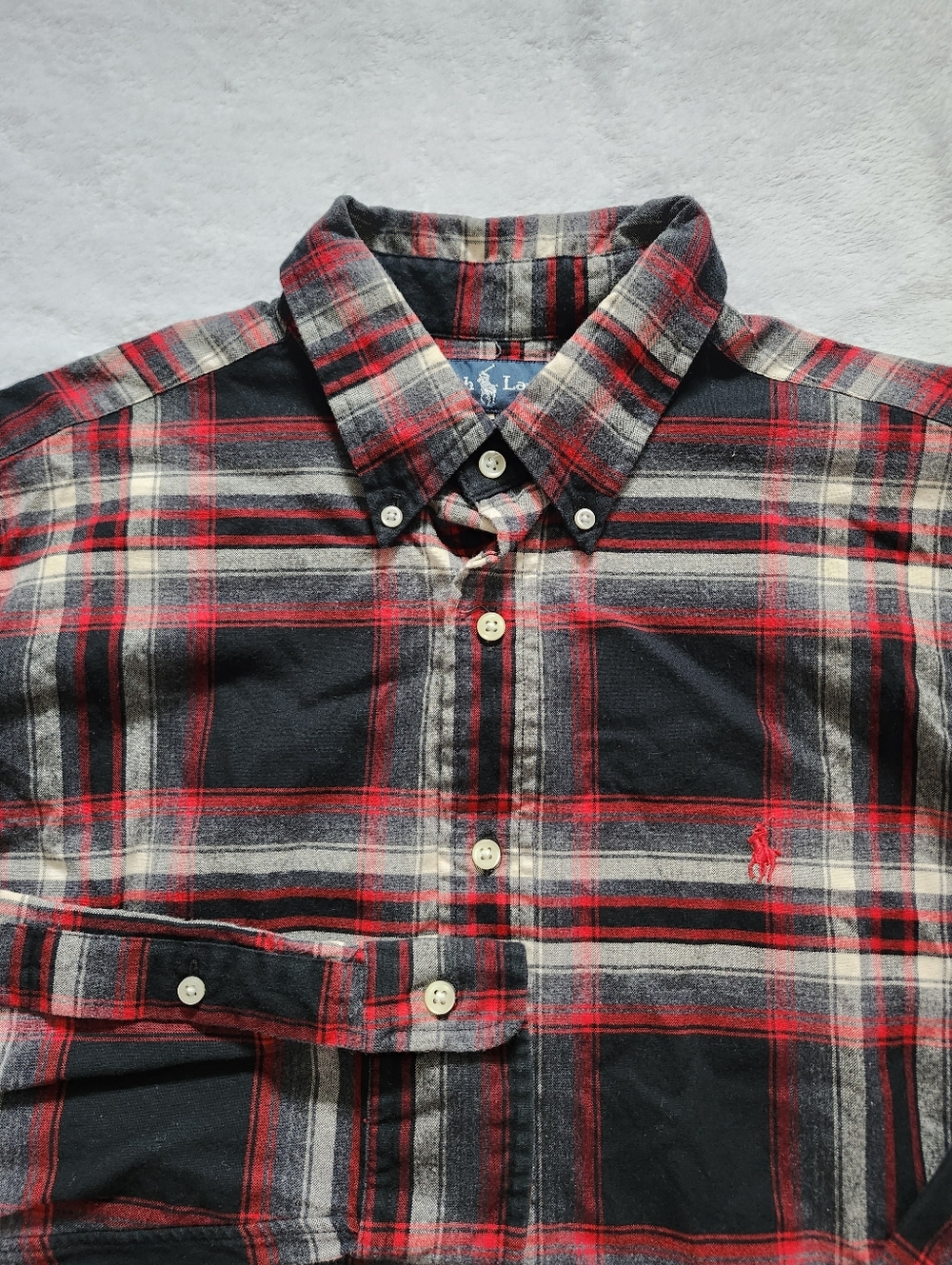 POLO RALPH LAUREN Men's Large Plaid Brushed Flannel Shirt Classic Fit